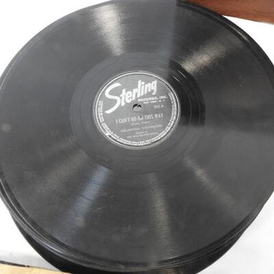 Brown Carry Case W/38 Vintage 78's Records- Eddie Arnold, Hank Williams & More