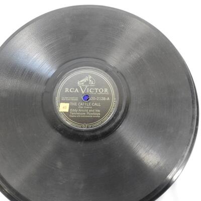Brown Carry Case W/38 Vintage 78's Records- Eddie Arnold, Hank Williams & More