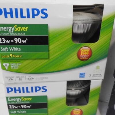 Lightbulbs: Philips Energy Saver, GE Reveal,GE Halogen, Feit Pink & Violet Bulbs