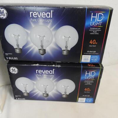 Lightbulbs: Philips Energy Saver, GE Reveal,GE Halogen, Feit Pink & Violet Bulbs