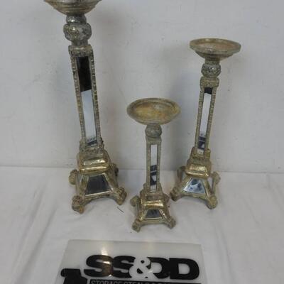 3 Candle Holders, Mirrors on the Sides