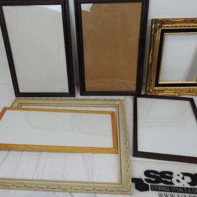 6 Large Frames, Some with Glass, Rectangles, Gilded