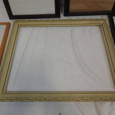 6 Large Frames, Some with Glass, Rectangles, Gilded