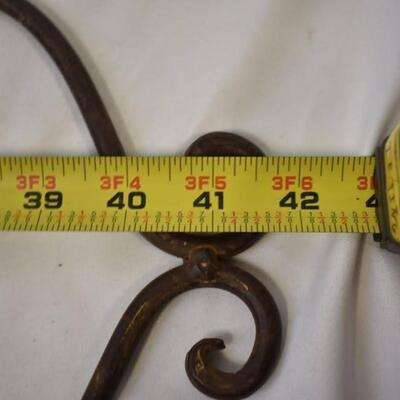 3 Metal plate wall racks: 2 vertical, 1 horizontal, 40", 41 1/2", 55"