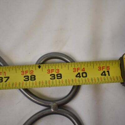 3 Metal plate wall racks: 2 vertical, 1 horizontal, 40", 41 1/2", 55"