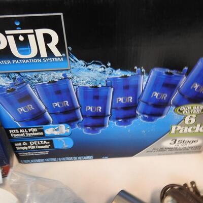 Household Lot: PUR Filters, Brita Filters, Pest Sprays, Brinks Door Knob