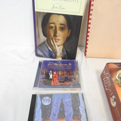 Books/CD Lot: Bible W/ Case, Gone With The Wind, Jane Eyre, Recipe Book,