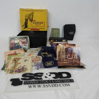 Collectibles: Faberge Egg Holder, Kodak Extralite 10 Camera-Untested, Post Cards