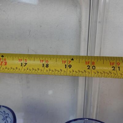 Kitchen Lot: Large Tray, Shelf Rack, Glasses, Metal Mugs, Vintage-Cake Toppers