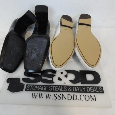 2pr Women Shoes: White BASS Size 7 1/2 M -NEW, Black Bandolino  Size 7 M-Used