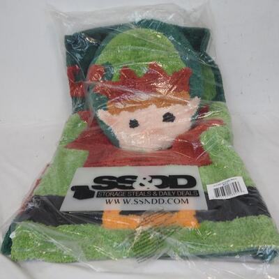 Holiday Time Elf Cotton/Polyester Non-Slip Bath Rug Set, Green, 3pcs-NEW