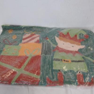 Holiday Time Elf Cotton/Polyester Non-Slip Bath Rug Set, Green, 3pcs-NEW