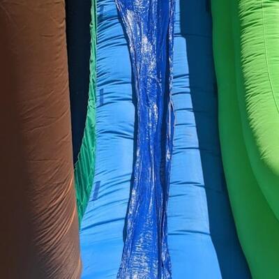 Inflatable Bounceland Bounce House, Used, Repaired, Basketball Hoop-Detached