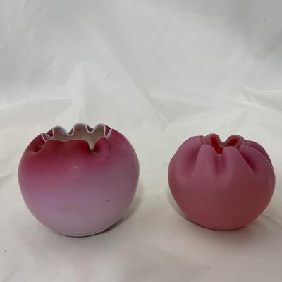 .50. Pink Rose Bowls | Cased Glass Vase | c. 1890