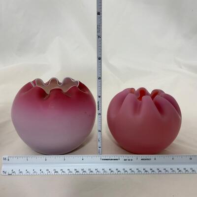 .50. Pink Rose Bowls | Cased Glass Vase | c. 1890