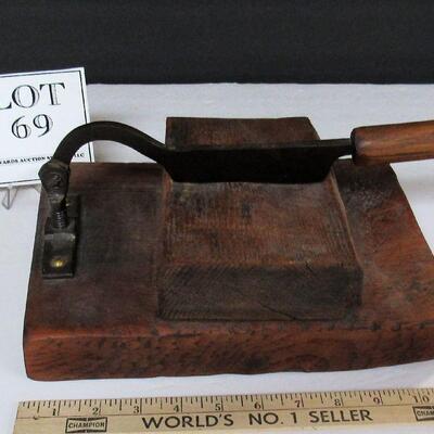 Antique Primitive Wood Tobacco Chopper/Cigar Cutter