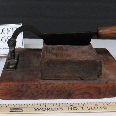 Antique Primitive Wood Tobacco Chopper/Cigar Cutter