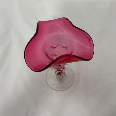 .51. Hand Blown Cranberry Vase with Applied Vine | c. 1890