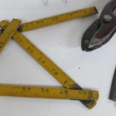 Lot of Vintage Tools, Stanley Folding Ruler, Shears
