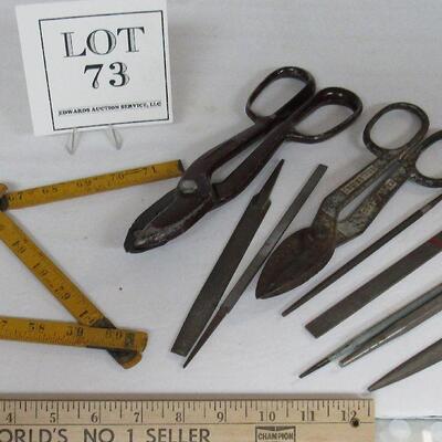 Lot of Vintage Tools, Stanley Folding Ruler, Shears