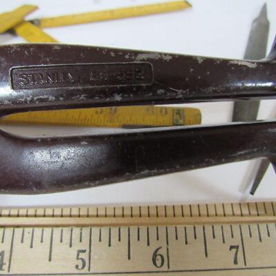 Lot of Vintage Tools, Stanley Folding Ruler, Shears