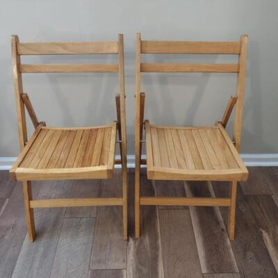 Two Folding Wooden Chairs