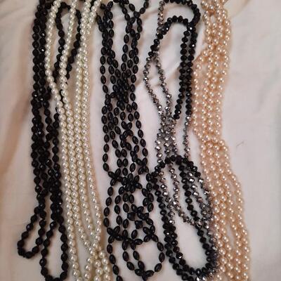 Very Long Beaded Necklacea Lot of 5