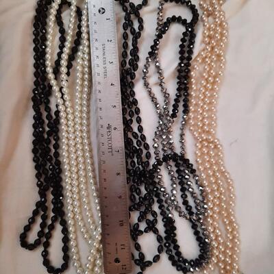 Very Long Beaded Necklacea Lot of 5