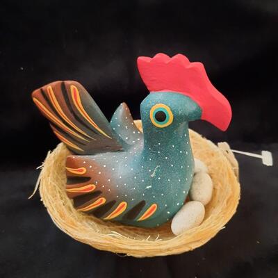 Hand Painted Oaxaca Mexico Chicken Pair