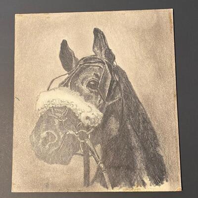 Lot 211: Pencil Horse Drawings Gerald Lubeck  & unknown artist