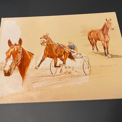 Lot 219: Donn Hettel Print On Board, Horse Races