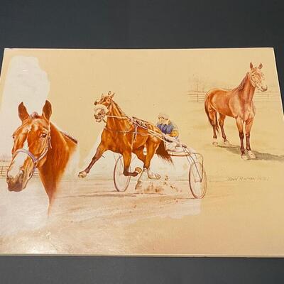 Lot 219: Donn Hettel Print On Board, Horse Races