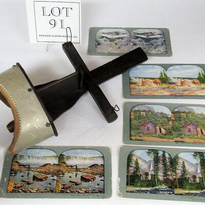 Antique Stereoscope Viewer and 5 Cards