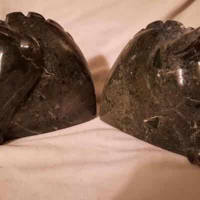 Marble Horse Head Bookends Pair