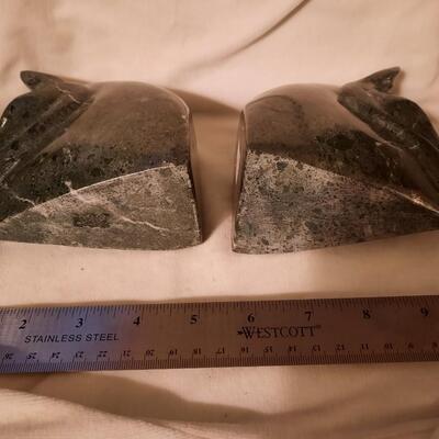 Marble Horse Head Bookends Pair