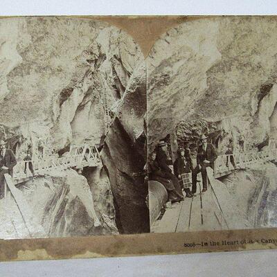 5 Antique Thick Stereoscope Cards