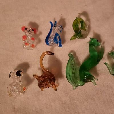 Blown Glass Animal Figurines Lot of 7