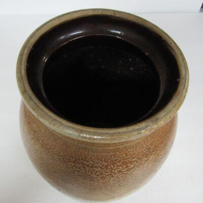 Smaller Stoneware Butter Churn Style Crock, No Cover, Brown Stain or Glaze