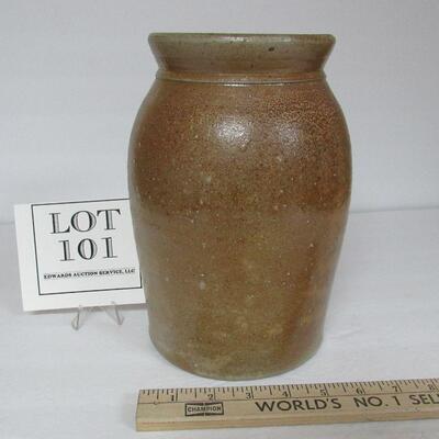 Smaller Stoneware Butter Churn Style Crock, No Cover, Brown Stain or Glaze