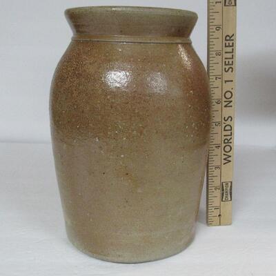 Smaller Stoneware Butter Churn Style Crock, No Cover, Brown Stain or Glaze