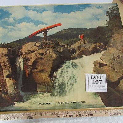 Vintage Grain Belt Beer Large Canvas Print, Man with Canoe, 26x33