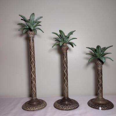 3 Palm Tree Candle Holders