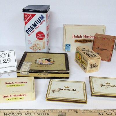 Vintage Advertising Lot, Cigar Boxes, Tins, Tea Box