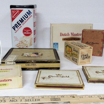 Vintage Advertising Lot, Cigar Boxes, Tins, Tea Box