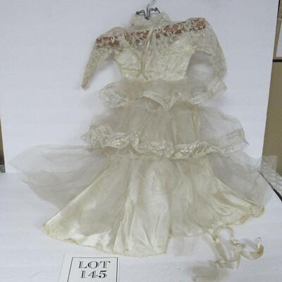 Vintage Wedding Dress For Doll 15-17", and Veil