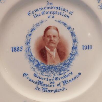 c.1910 Baltimore MD Antiquarian Society Plate 25yrs Grand Master Masons Mouddocks Sons Trenton NJ
