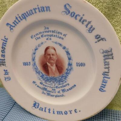 c.1910 Baltimore MD Antiquarian Society Plate 25yrs Grand Master Masons Mouddocks Sons Trenton NJ