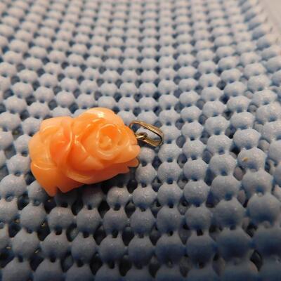 Vintage Carved Coral Rose Pendant - Estate Jewelry Flower Authentic Vintage Jewelry