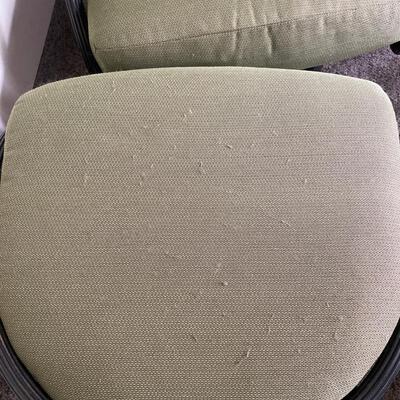 G1 outdoor Patio set, needs cleaning. Two chairs with Ottomans, small sofa, and table.