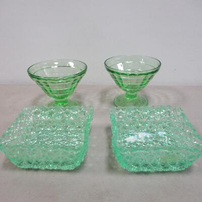 Green Uranium Vaseline Depression Glass